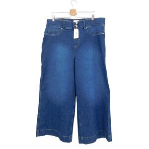 Spanx Cropped Wide Leg Jeans Authentic Blue 21649R Size 2X Tall NWT